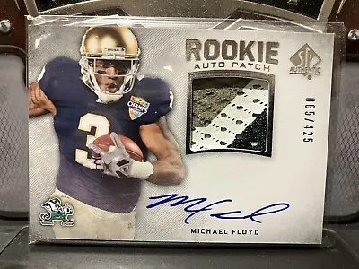 2012 SP Authentic MICHAEL FLOYD ~ ROOKIE AUTO PATCH #065/425 NOTRE DAME IRISH • $15.29