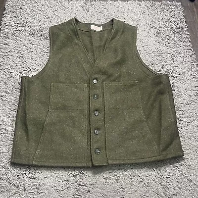 VINTAGE Filson Vest Mens XL Green Wool Mackinaw Sleeveless Outdoors • $129.99