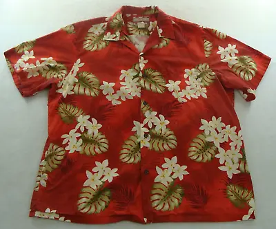 Vintage RJC Hawaiian Shirt Mens XL Button Up Red Floral 100% Cotton Hawaii Made • $14.99