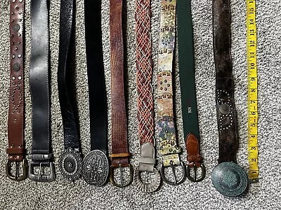 LOT OF 9 BELTS LEATHER & NON LEATHER WESTERN All WEARABLE MULTI Unisex Women • $22.95