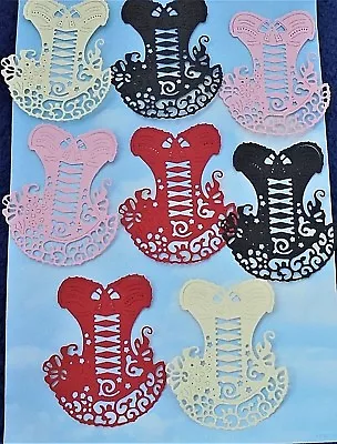 Die Cut Cuts Basque Corset Lady  X 8 Mixed Colour Embellishments Topper • £2