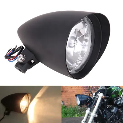 5.75  Motorcycle Bullet Visor Tri-Bar Headlight For Harley Chopper Bobber Custom • $63.87