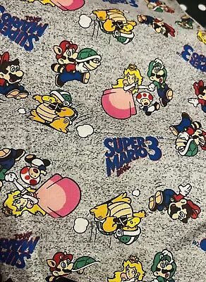 Last Piece!! Super Mario Bros 3 Cotton Fabric Grey Piece 12”x44” • $4.99