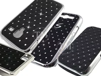 Hard Back Case Cover Diamond Gem Stone Chrome Edge Bling For Apple Samsung Sony • £3.25