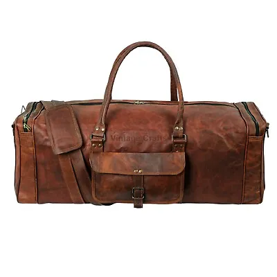 32  Leather Duffel Travel Tote Carry On Gym Sports Weekender Single Pocket Bag • $139.13