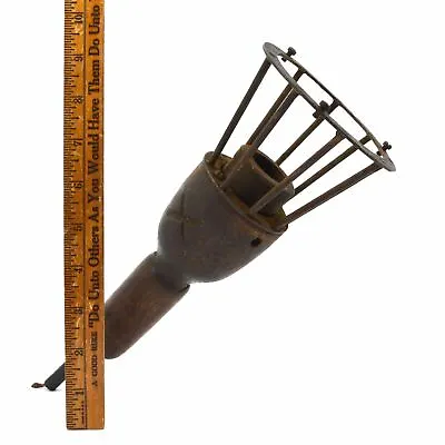 Vintage WORKSHOP EXTENSION LIGHT Wood & Iron MEDIEVAL TORCH LOOK For Parts/Decor • $99.33