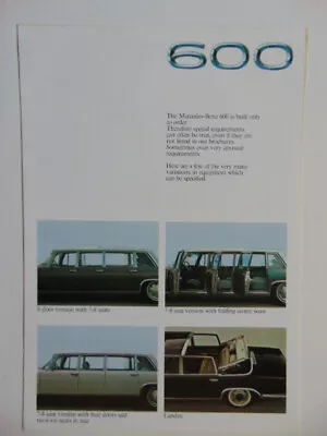 Original 1971 Mercedes Benz 600 Brochure • $20