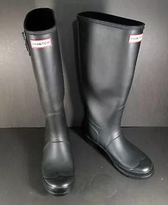 Hunter Women’s Org Tall Pull On Rubber Rain Boots Black Size 9 M • $49.95