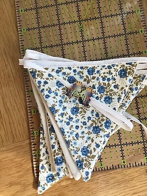 £5.80 • Buy Handmade Bunting. Blue Chintz With Loops Butterfly Buttons 1.5 METERS 9 FLAGS