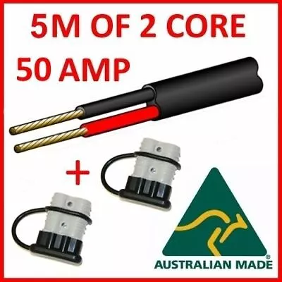 $34.99 • Buy 5m 50 Amp Anderson Plug Extension Lead 6mm Twin Core Automotive Cable Wire