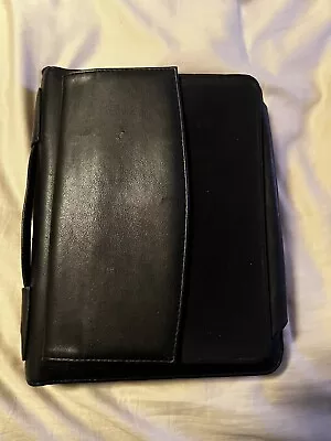 Vtg Day-Timer Classic 7 Ring Faux Leather Zip Handle Side Black Planner/Binder • $14.99