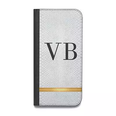 Personalised Faux Snakeskin & Initials Vegan Leather Flip IPhone Case For IPhone • £10