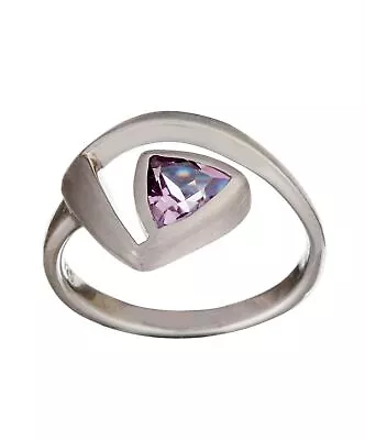 Amethyst Ring Sterling Silver Modern Treble Clef Musical Note Spiral - Silverly • £43.49