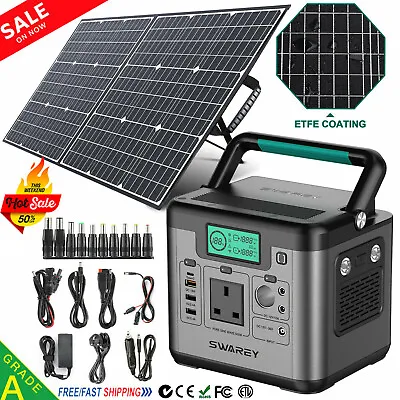 SWAREY 1500W 1000W 700W Power Station Solar Generator Backup W/ 100W Solar Panel • £119.99