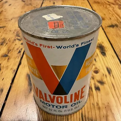 VTG Valvoline Motor Oil Can Full 10W 20-40 Old School Hot Rod Muscle Car Garage • $72.11