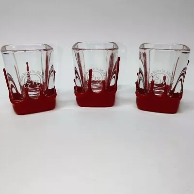 Set Of 3 Maker's Mark Bourbon Red Wax Dipped Shot Glasses • $18.99