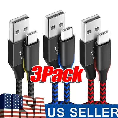 3-Pack Braided USB C Type-C Fast Charging Data SYNC Charger Cable Cord 3/6/10FT • $8.99
