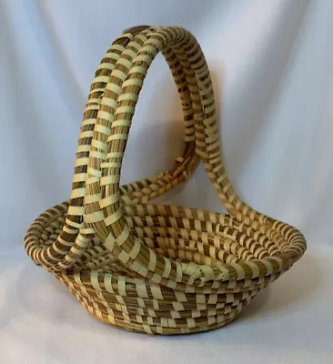 $29.59 • Buy Vintage Charleston SC Gullah Sweet Grass Basket With Handle 9  Round