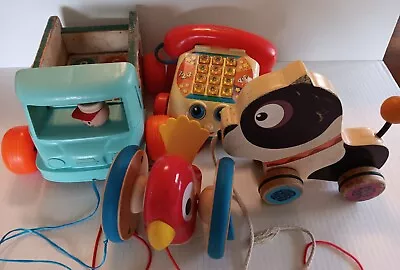 Vintage Retro Mixed  Fisher Price And Other Pull Toys Lot Of 6 • $26.95