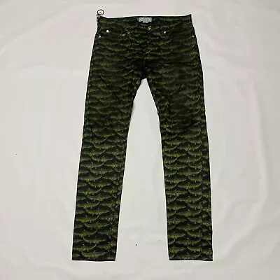 Versace Mens H & M Runway Crocodile Print Black  Denim Jeans Size 30/32 X 31 • $129.99