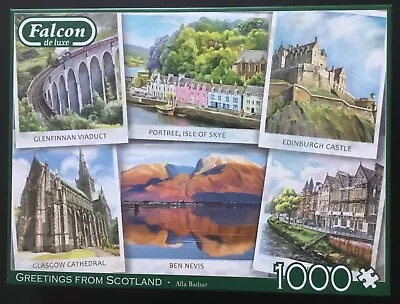 Falcon De Luxe Greetings From Scotland 1000 Piece Jigsaw Puzzle Scottish Scenes • £2