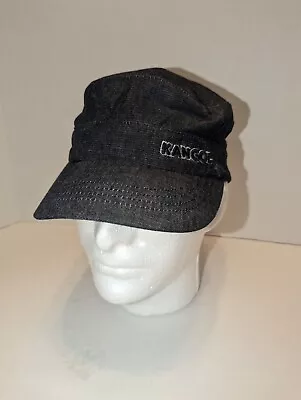 Kangol Coated Denim Army Hat Cap Adult S/M Small Medium Flexfit Gray Blue • $19.99
