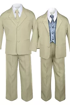 $40.98 • Buy 7pcs 9 Color Vest Necktie Baby Toddler Teen Formal Tuxedo Boy Khaki Suit 
