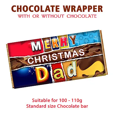 Merry Christmas Dad Chocolate Bar Wrapper Novelty Gift For Daddy Father Stepdad • £1.99