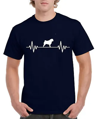 Unisex Mens Dog Gifts TShirt Presents Pug Heart Beat Pulse Love • £9.99