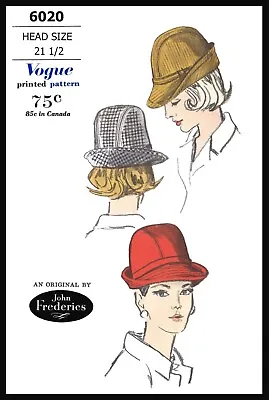 Vogue #6020 Designer John Frederics FEDORA Hat Sewing Pattern Chemo Alopecia Pic • $4.99