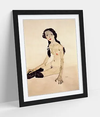 Egon Schiele Sitting Girl With Ponytail -art Framed Poster Picture Print Artwork • £8.99