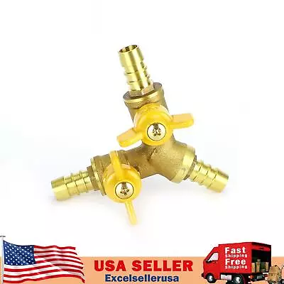 3/8  Hose Barb Ball Valve Y Shaped 3 Way Connector Barb Brass Fitting OD 11mm US • $13.89