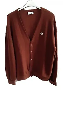 Lacoste Chemise Men's Copper Rust Wool Knit Cardigan Size 7 • £34.99