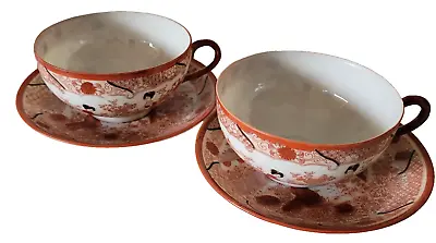 2 X Vintage Japanese Eggshell Porcelain Tea Cup & Saucer Geisha Hand Painted • $87.25
