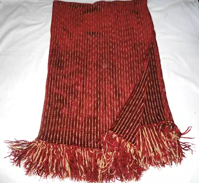 Restoration Hardware Gold Red Rust Chenille (1) Heavy Throw Blanket 55x80 • $119.20