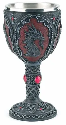 Dragon Gothic Medieval Chalice 7.5  Wine Goblet Drink Cup Stainless Steel Liner • $39.89