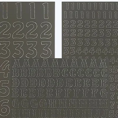 BLACK LETTERS NUMBERS STICKERS CARD MAKING CRAFT Peel Off Alphabet Outline 0-9 • £2.68