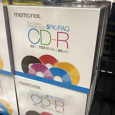 NEW Memorex Cool Colors CD-R 52X 700MB 80 Min (5 Pack) SEALED FAST SHIP S20 • $10.50