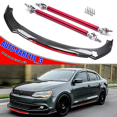 $39.99 • Buy For VW Jetta MK6 MK7 Carbon Fiber Black Red Front Bumper Lip Spoiler Splitter