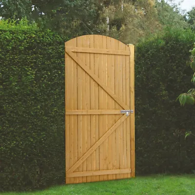 6FT/7FT Wooden Garden Gate Arched Top Pedestrian Solid Pine Gate Entrance Door • £65.99