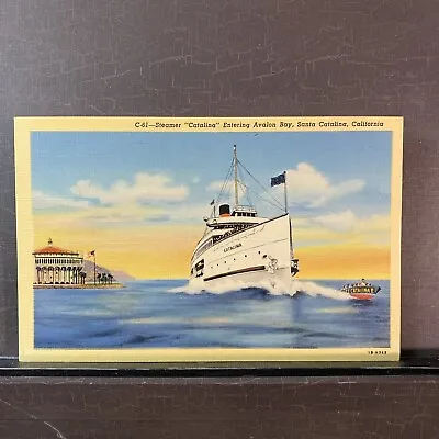 Steamship Steamer Catalina W Speedboat Launch Avalon CA Vtg Linen Postcard UNP • $8.50