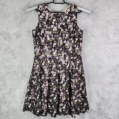 Gabby Skye Floral Laced Dress Multi Color Sleeveless Zip Back Sheath Size 12 • $19.99