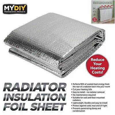 60cm X 5m Radiator Insulation Foil Heat Reflector Sheet Energy Saving Foil Panel • £10.90