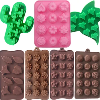 Flowers Rose Leaves Silicone Mould Chocolate Fondant Jelly Cake Decor Mold • £1.49