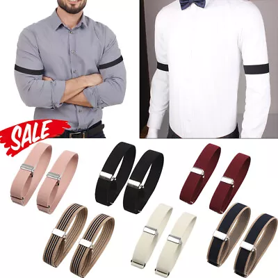 1 Pair Adjustable Mens Shirt Sleeve Garter Strap Arm Band Holder Cuff Armband • £3.30