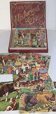 Antique Young Folks Historical Game McLOUGHLIN BROS (Box) & German Puzzle Blocks • $185.50