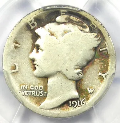 1916-D Mercury Dime 10C Coin - Certified PCGS G4 (Good) - Rare - $1500 Value • $1391.75