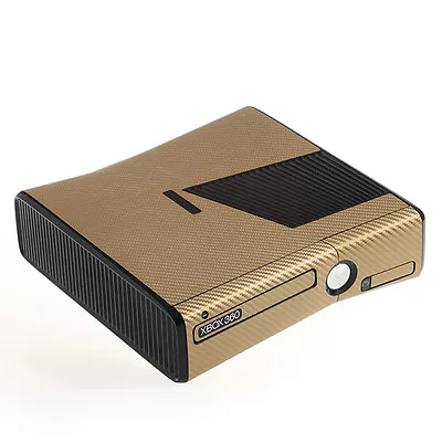 Textured Gold Carbon Fibre Effect  XBOX 360 Slim Decal Skin Sticker Cover Wrap  • $14.93