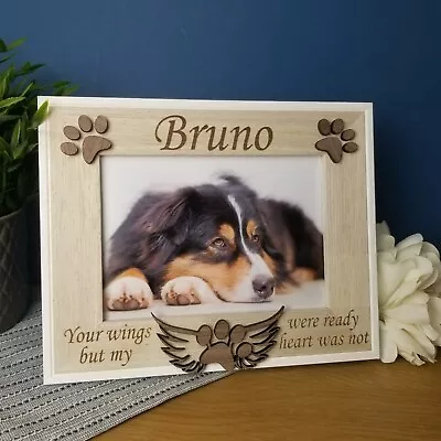 Pet Memorial Personalised Photo Frame Paw Print Design RIP Dog Cat Any Text • £11.99