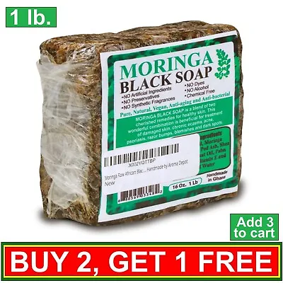 MORINGA Black Soap 1 Lb. Vegan Organic Unrefined 100% Natural Anti Acne/Fungus • $12.95